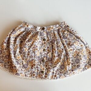 Floral Button-Up Skirt - Cream and Purple